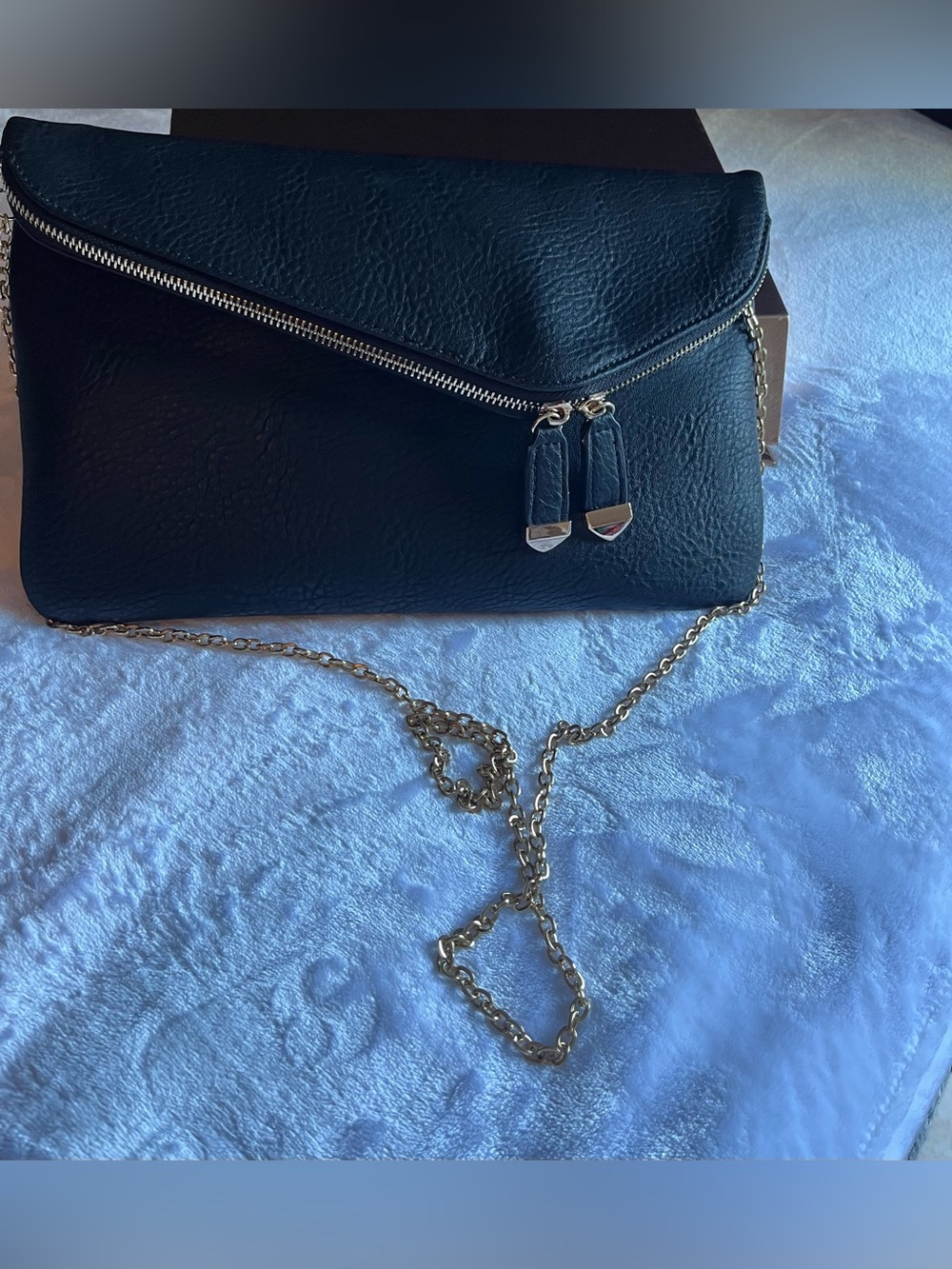 Urban Expressions Navy Envelope Clutch with Gold Chain
